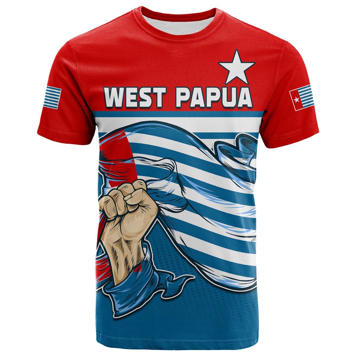 Free West Papua T Shirt One People One Soul Strong West Papuan LT13 Blue - Polynesian Pride