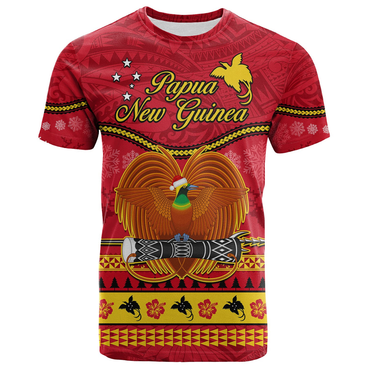 Custom Papua New Guinea Christmas T Shirt Bird of Paradise Bikpela Hamamas Blong Dispela Krismas LT14 - Polynesian Pride