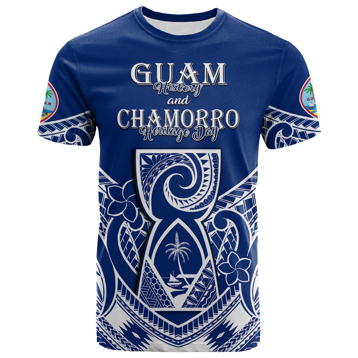 Custom Guam History and Chamorro Heritage Day T Shirt Latte Stone Polynesian LT14 Blue - Polynesian Pride