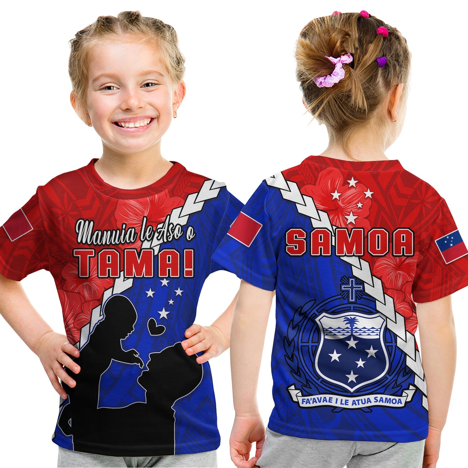 Happy Samoan Fathers Day T Shirt KID Hibiscus Mix Polynesian Pattern LT14 Youth XL Size14 - Polynesian Pride