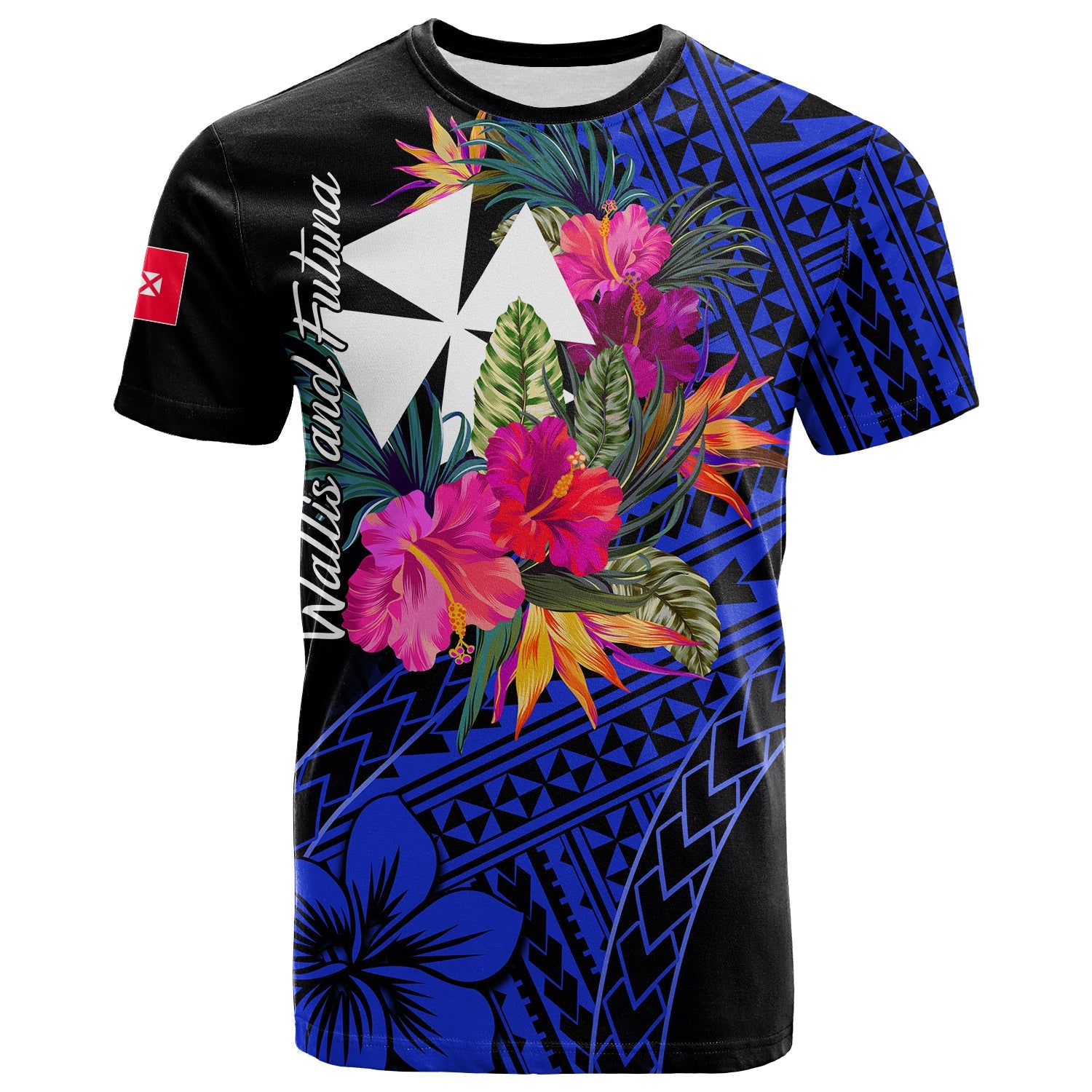 Wallis and Futuna T Shirt Hibiscus Blue No.1Color LT6 Blue - Polynesian Pride