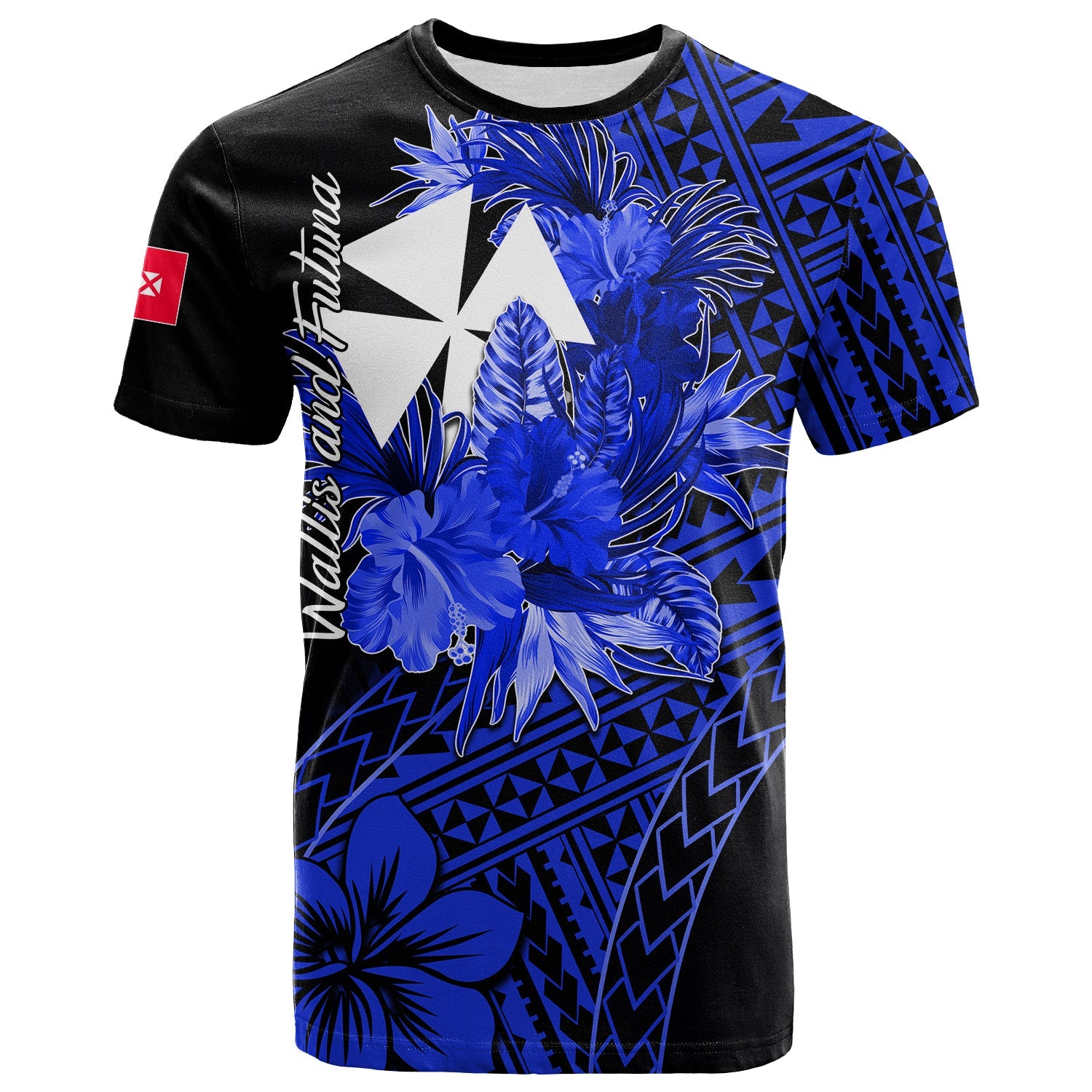 Wallis and Futuna T Shirt Hibiscus Blue No.2 Color LT6 Blue - Polynesian Pride