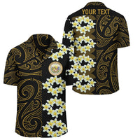 (Personalized) Plumeria Seal Polynesian - Hawaiian Shirt - Gold - Curtis Style Unisex Gold - Polynesian Pride