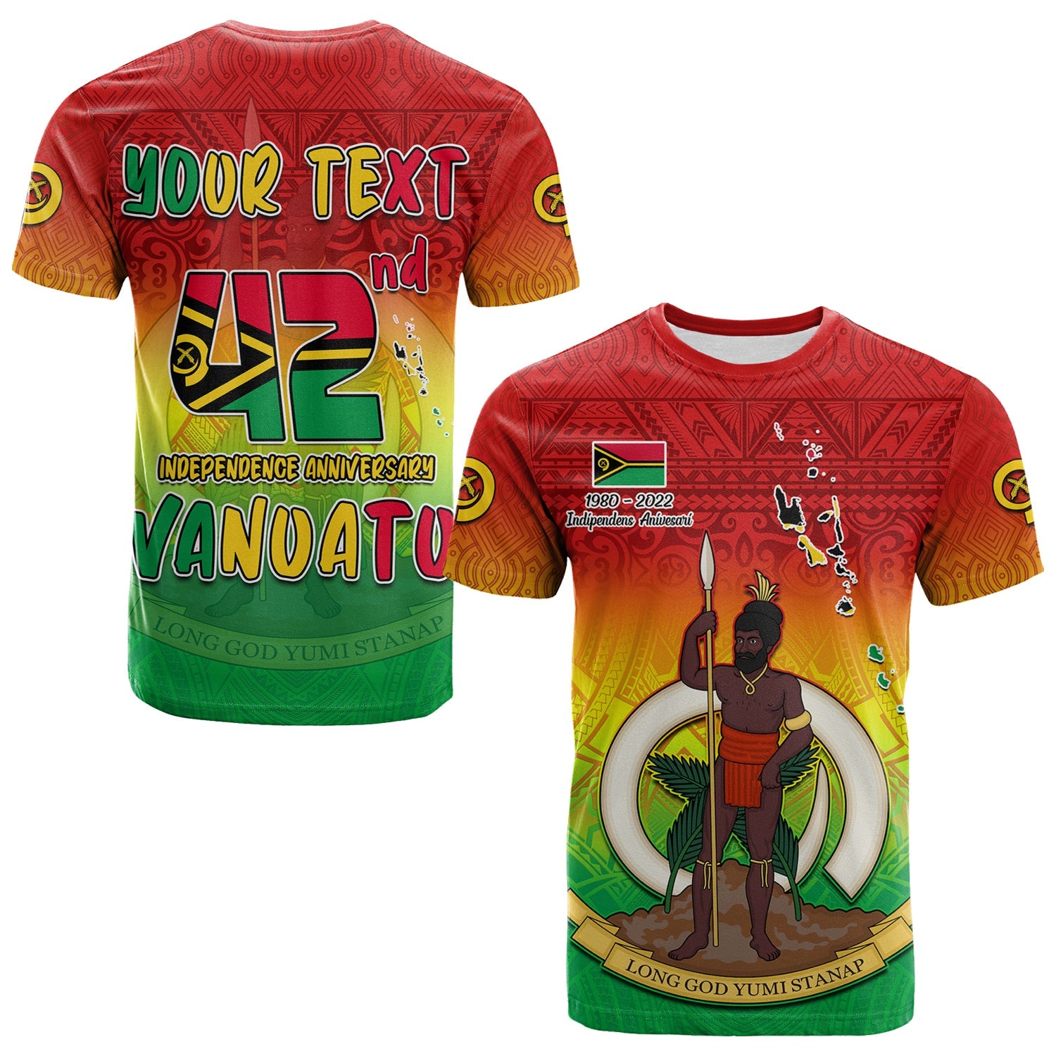 Custom Vanuatu Independence Day T Shirt 42nd Anniversary Yumi Yumi Yumi LT13 Red - Polynesian Pride