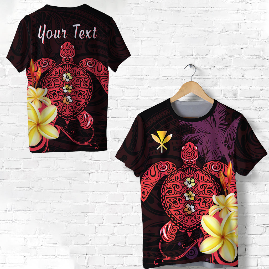 Custom Hawaii Turtle T Shirt Hawaiian Flowers Version Red Elegant LT13 Unisex Red - Polynesian Pride