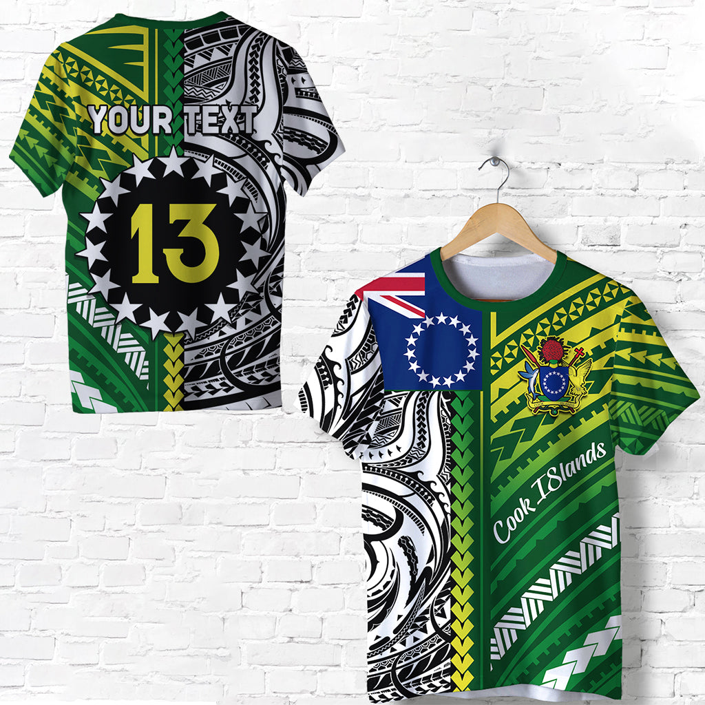 Custom Cook Islands Unique T Shirt Polynesia Pattern Custom Text and Number LT13 Unisex Green - Polynesian Pride