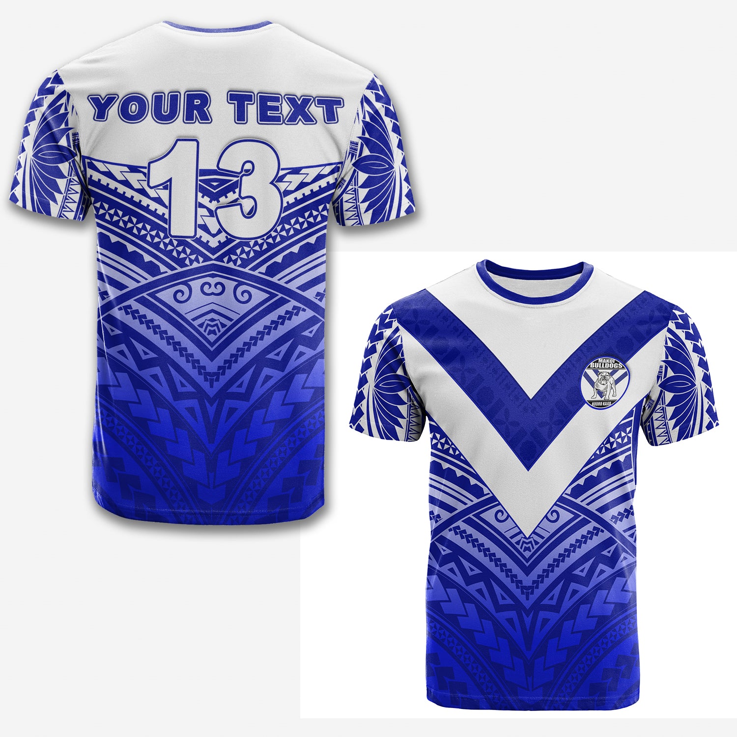 Custom Makoi Bulldogs T Shirt Forever Fiji Rugby Version Fresh 03 Custom Text and Number LT13 Unisex Blue - Polynesian Pride