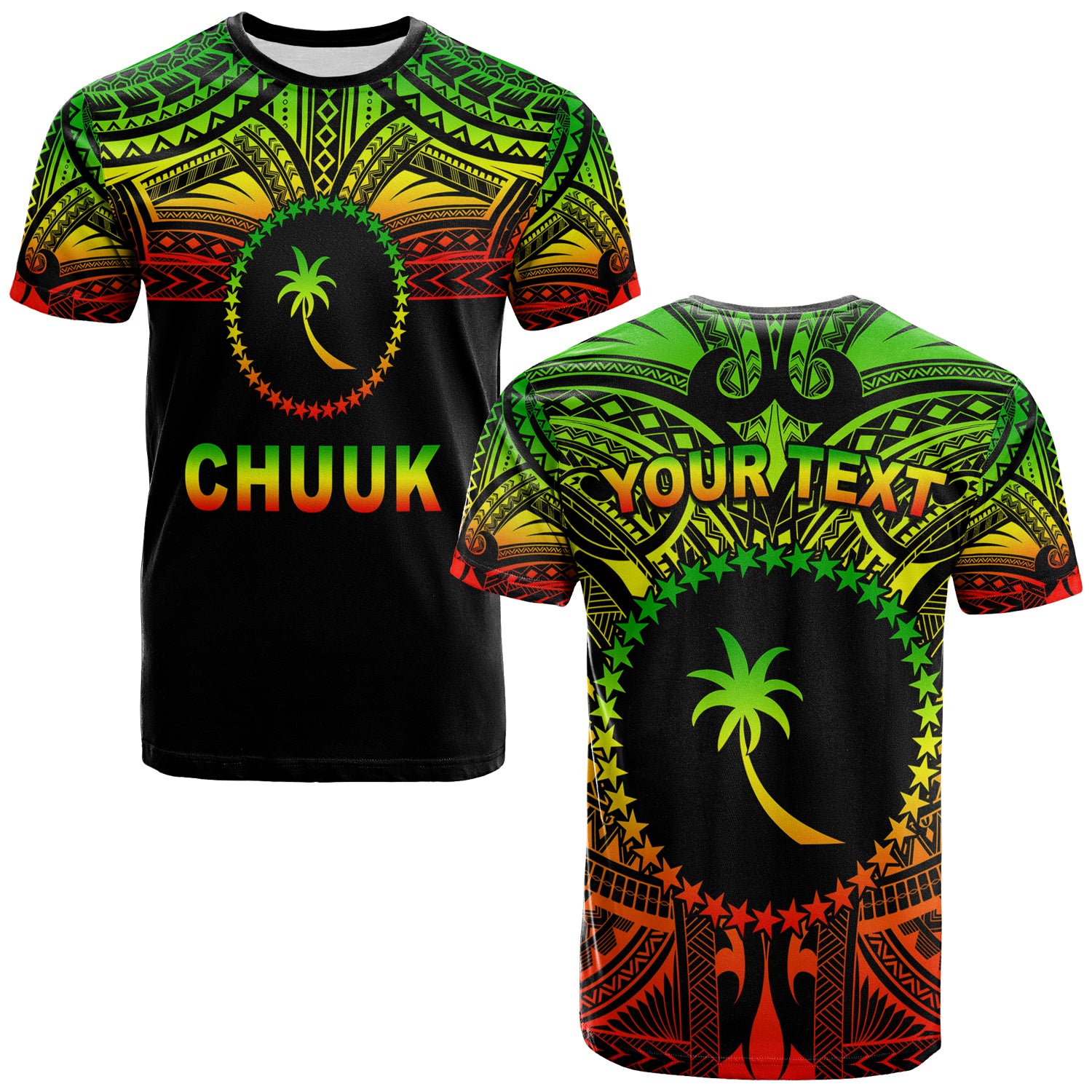 Custom Chuuk Flag T Shirt Micronesia Style Reggae LT13 Unisex Reggae - Polynesian Pride