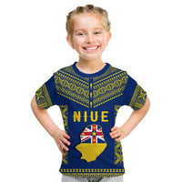 Niue T Shirt KID Happy Constitution Day Niuean Hiapo Crab With Map LT14 Youth XL Size14 - Polynesian Pride