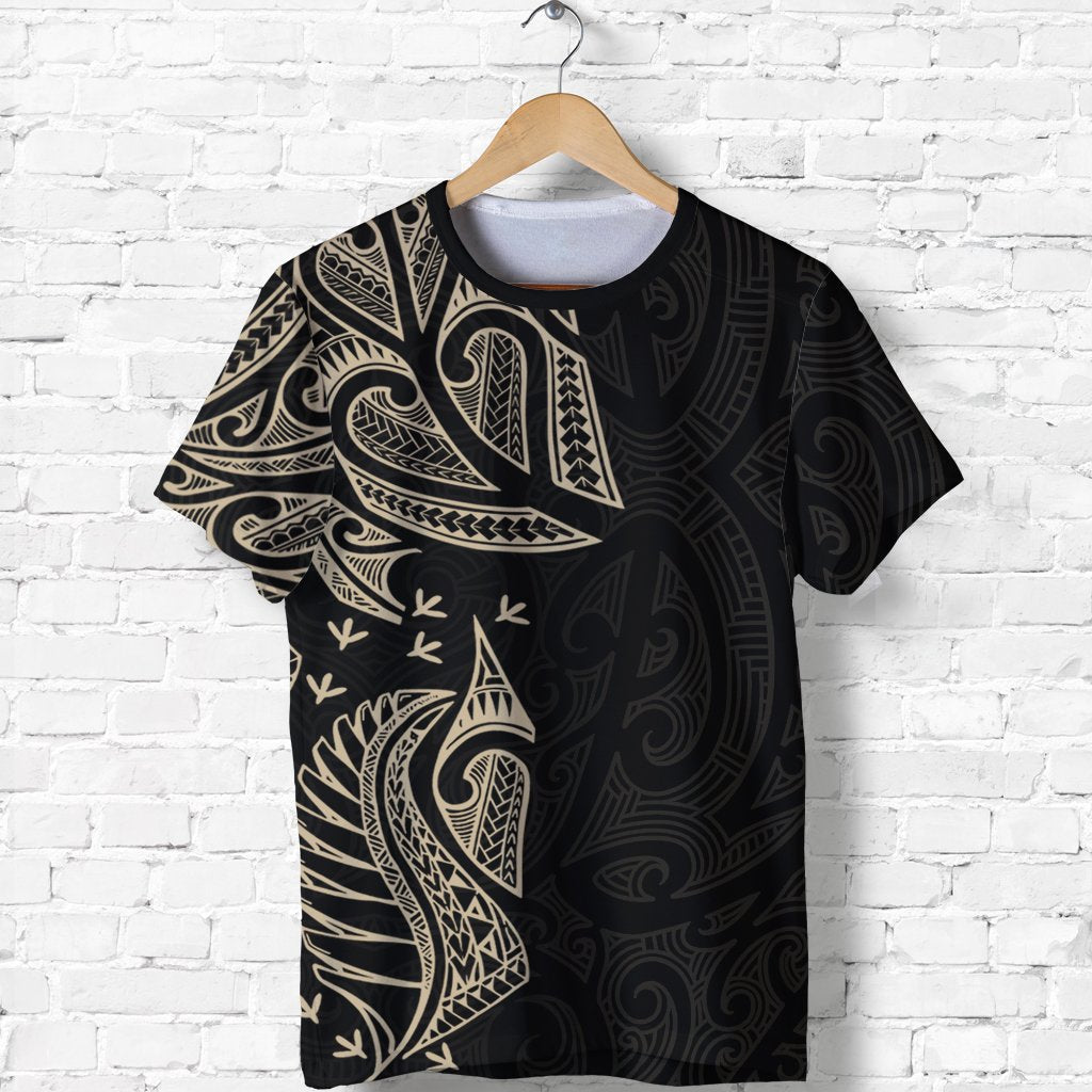 New Zealand Maori T Shirt, Ta Moko Tattoo Shirt Tan Unisex Black - Polynesian Pride
