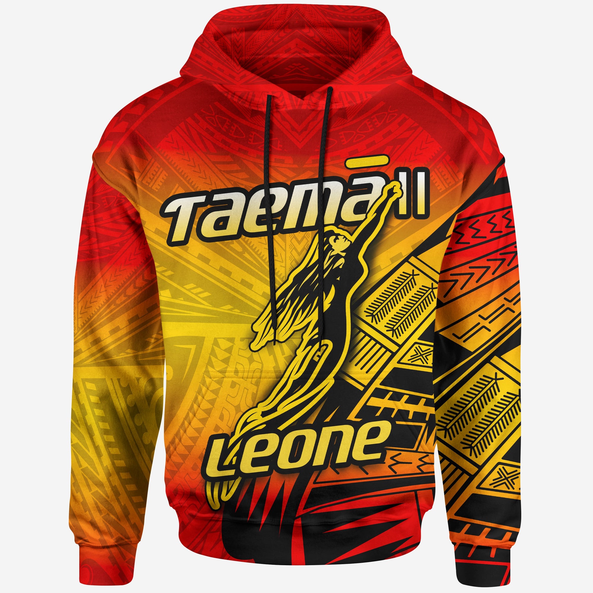 American Samoa Polynesian Hoodie Taema Leone Unisex Yellow nd Red - Polynesian Pride