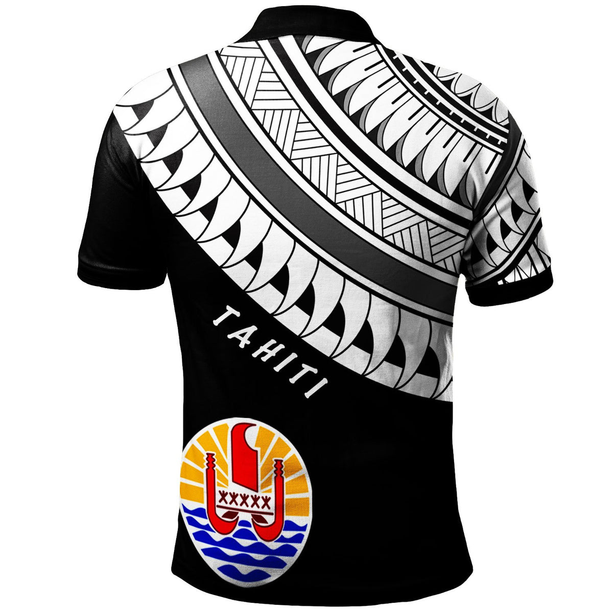 Tahiti Custom Polo Shirt Ginger Lei Pattern White - Polynesian Pride