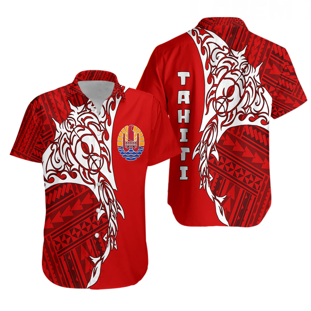 Tahiti French Polynesian Manta Spirit Guardian Tribal Pattern Hawaiian Shirt LT7 Unisex Red - Polynesian Pride