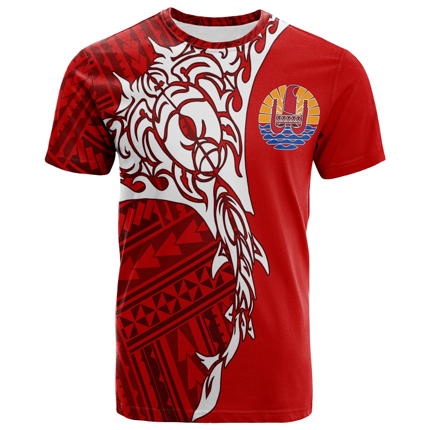 Tahiti French Polynesian Manta Spirit Guardian Tribal Pattern T Shirt LT7 Unisex Red - Polynesian Pride