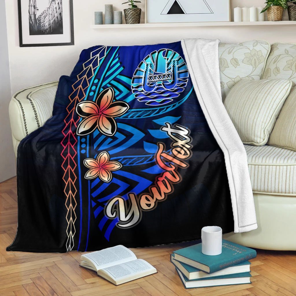 Tahiti Custom Personalised Premium Blanket - Vintage Tribal Mountain White - Polynesian Pride