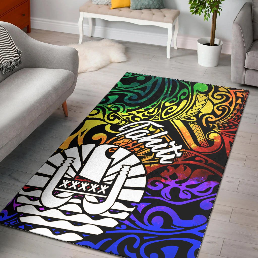 Tahiti Area Rug - Rainbow Polynesian Pattern Rainbow - Polynesian Pride