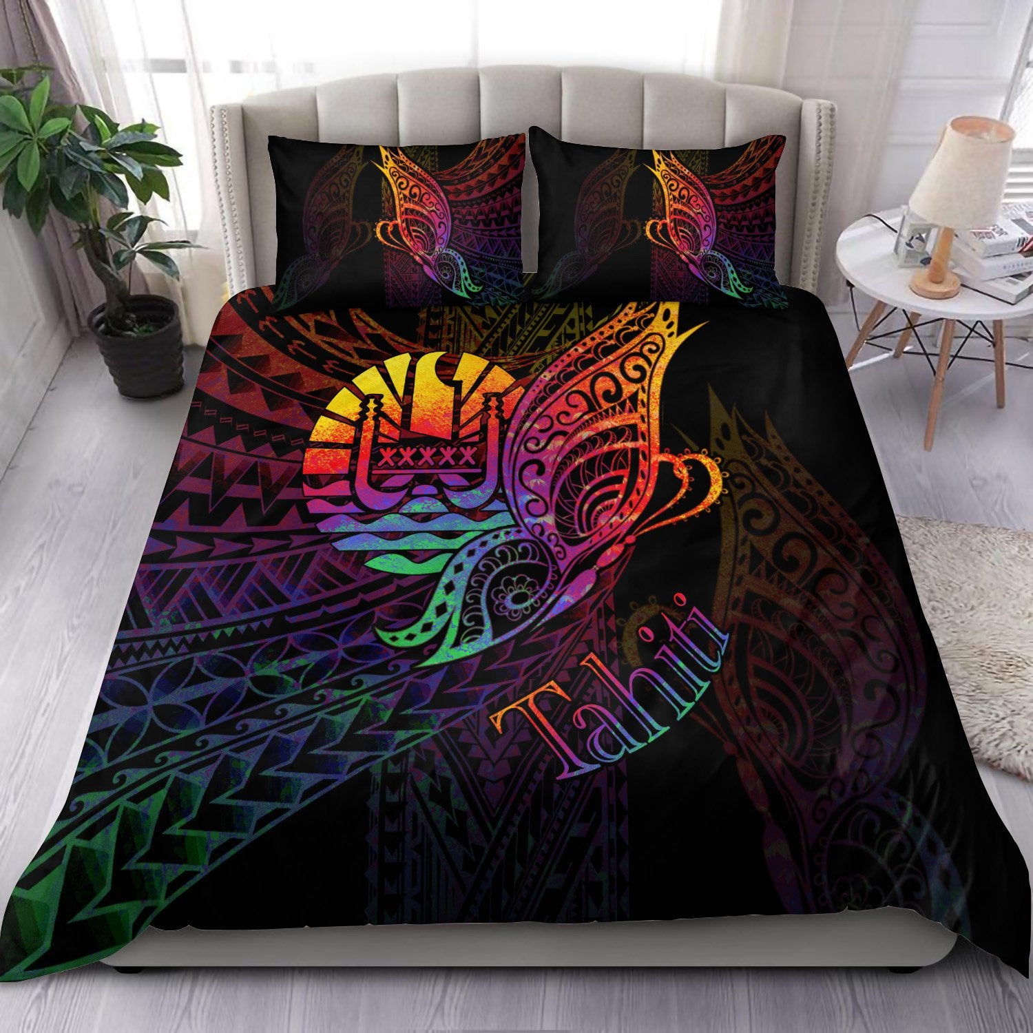 Tahiti Bedding Set - Butterfly Polynesian Style Black - Polynesian Pride