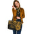 Tahiti Leather Tote - Gold Color Cross Style - Polynesian Pride