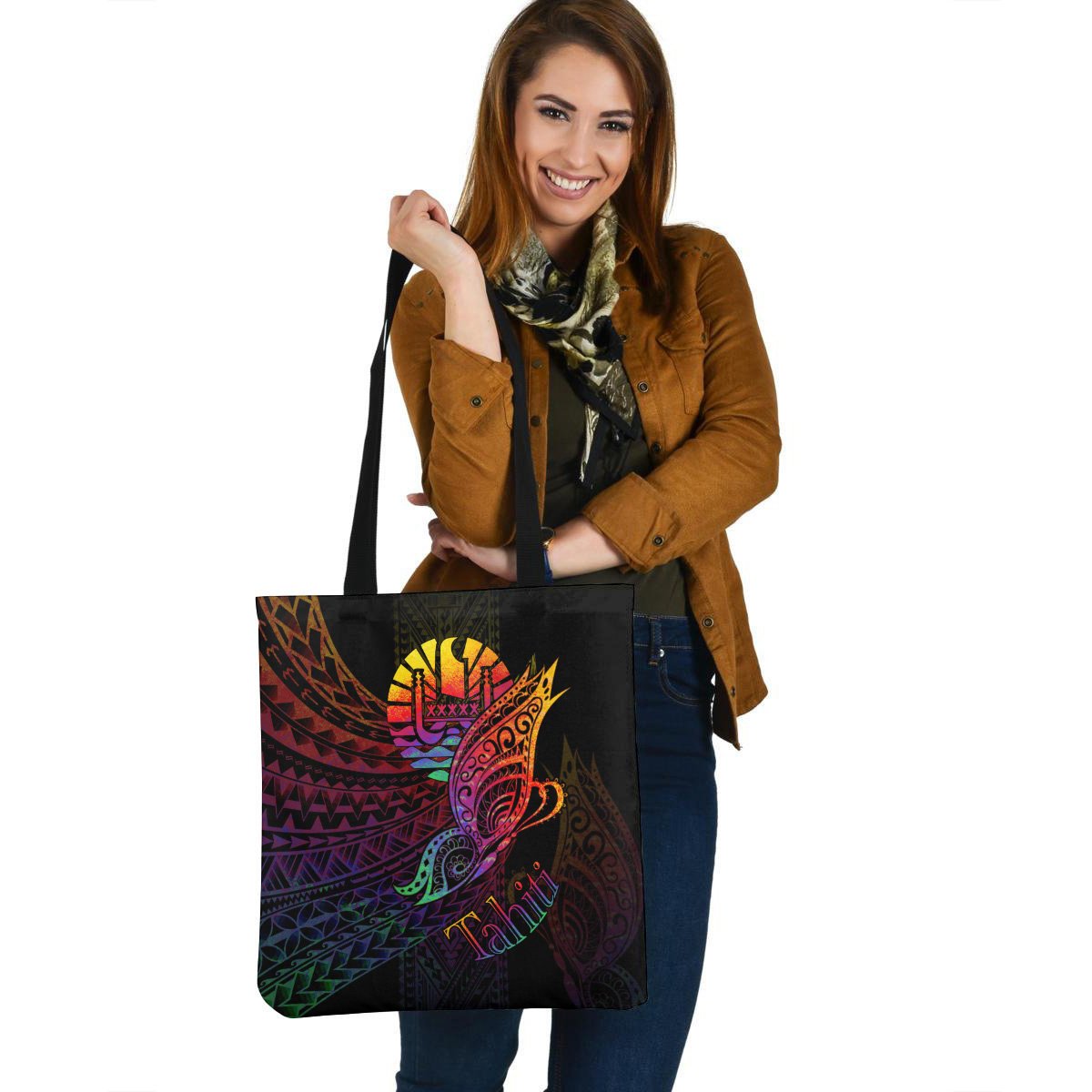 Tahiti Tote Bag - Butterfly Polynesian Style Tote Bag One Size Black - Polynesian Pride