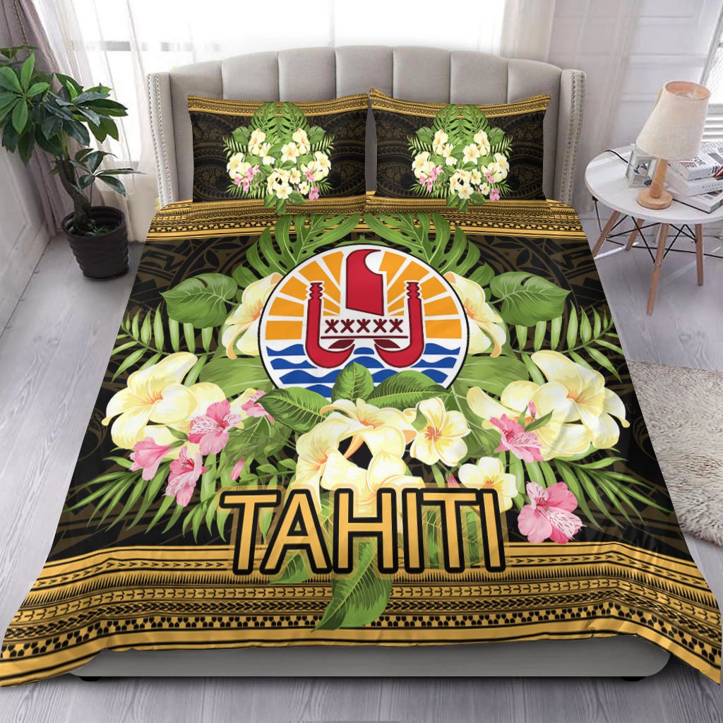 Tahiti Bedding Set - Polynesian Gold Patterns Collection Black - Polynesian Pride