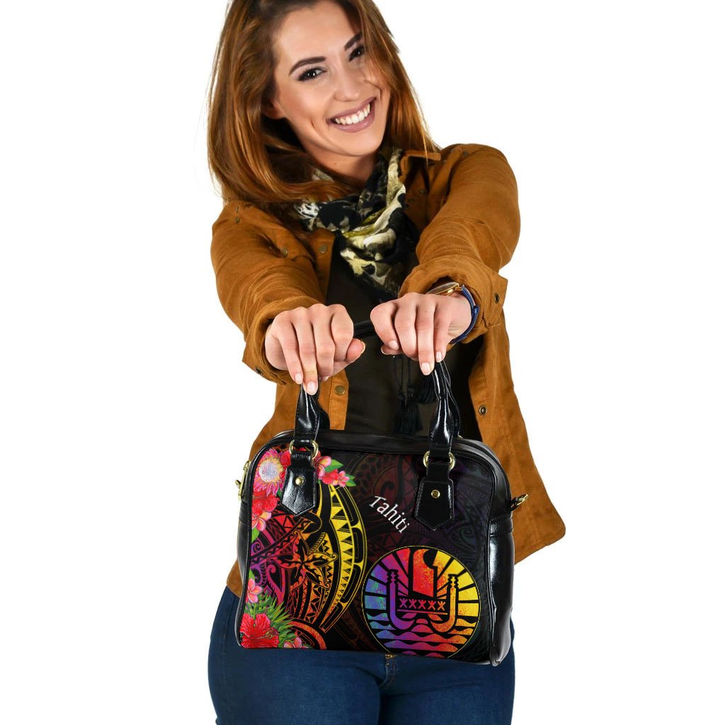 Tahiti Shoulder Handbag - Tropical Hippie Style One Size Black - Polynesian Pride