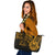 Tahiti Leather Tote - Gold Color Cross Style Black - Polynesian Pride