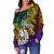 Tahiti Custom Personalised Women's Off Shoulder Sweater - Rainbow Polynesian Pattern - Polynesian Pride