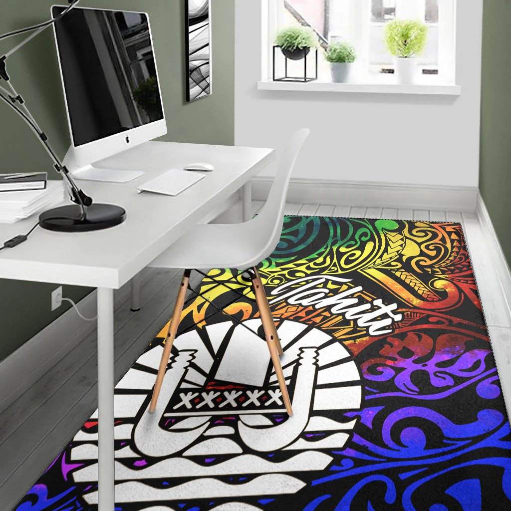 Tahiti Area Rug - Rainbow Polynesian Pattern - Polynesian Pride