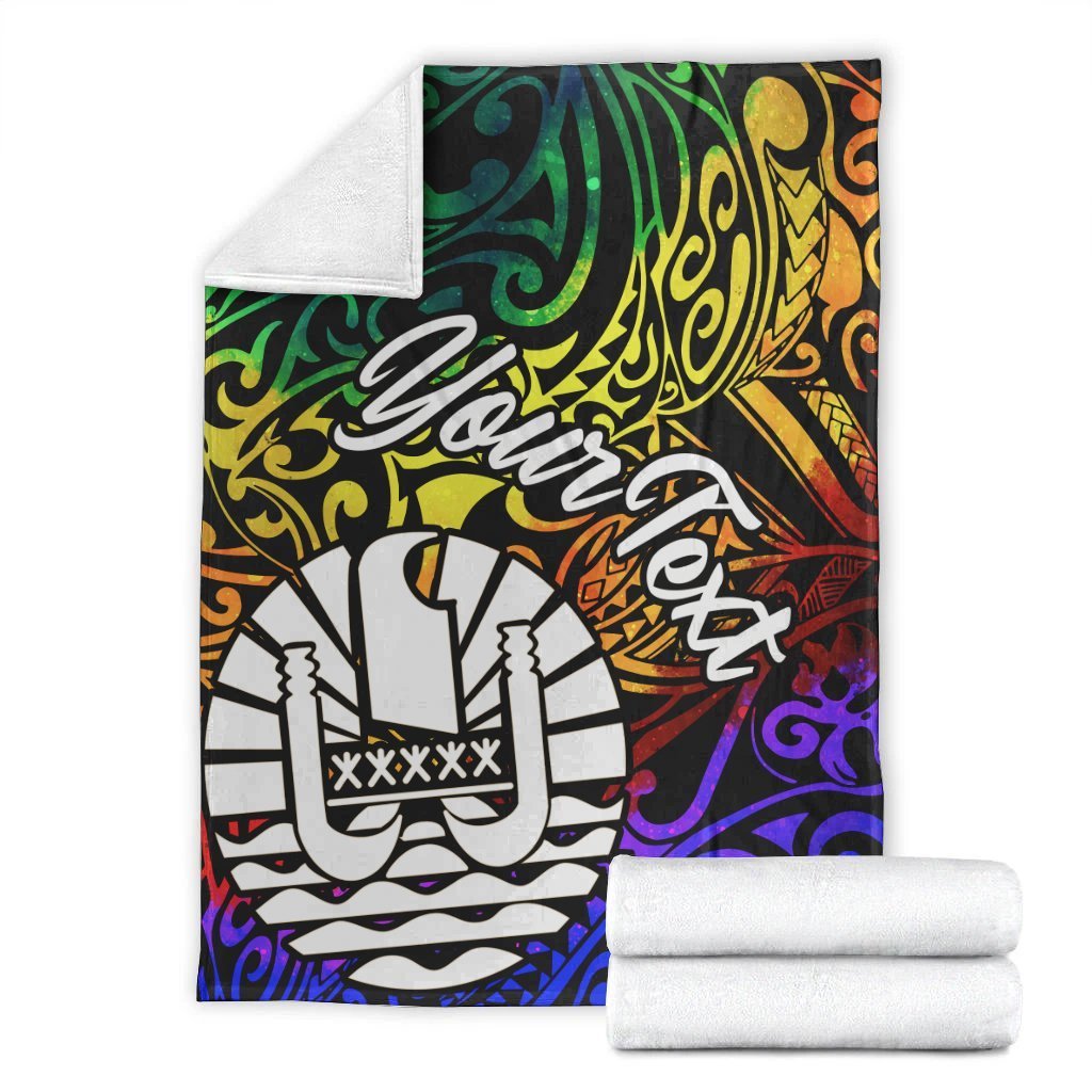 Tahiti Custom Personalised Premium Blanket - Rainbow Polynesian Pattern - Polynesian Pride