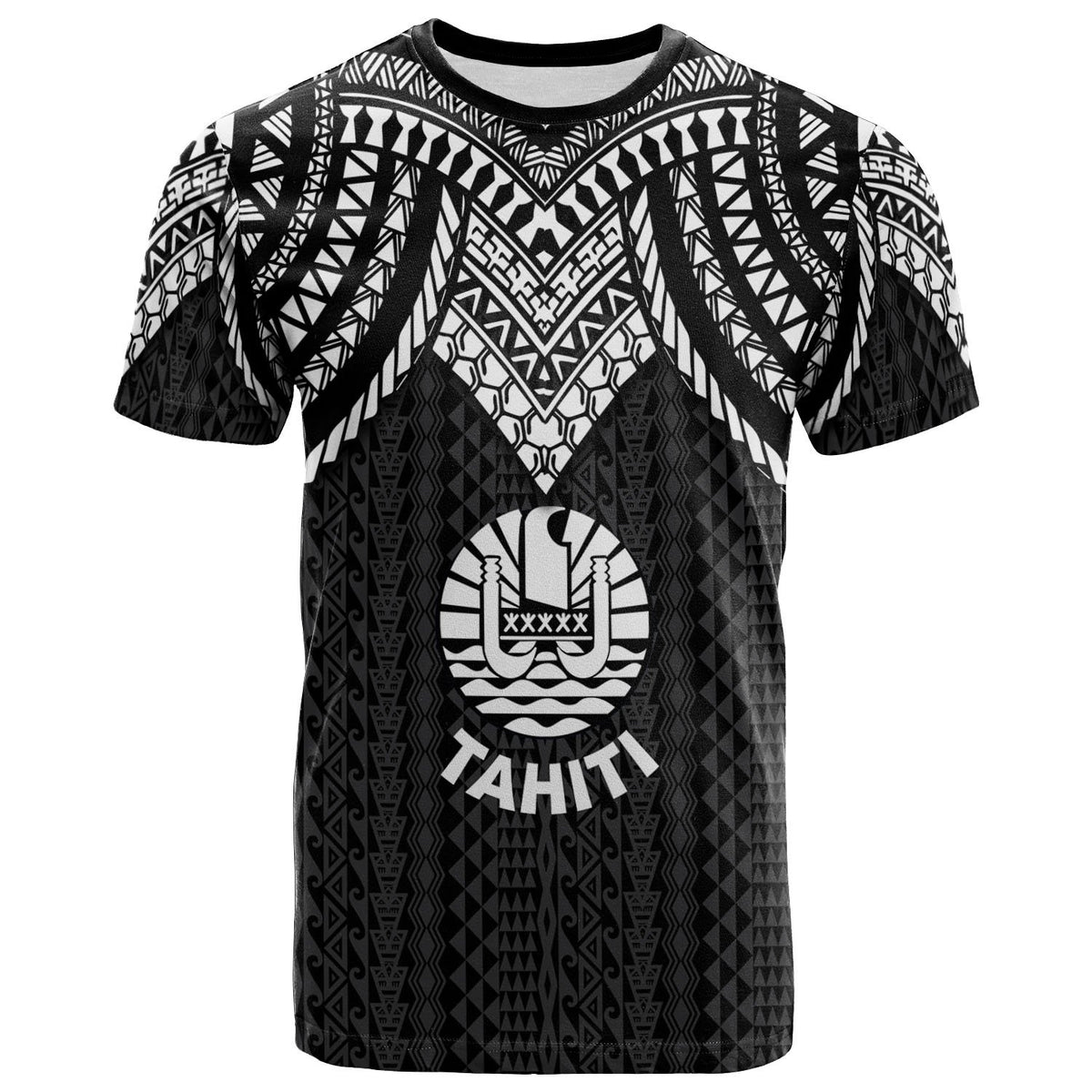Tahiti T Shirt Polynesian Armor Style Black Unisex Black - Polynesian Pride