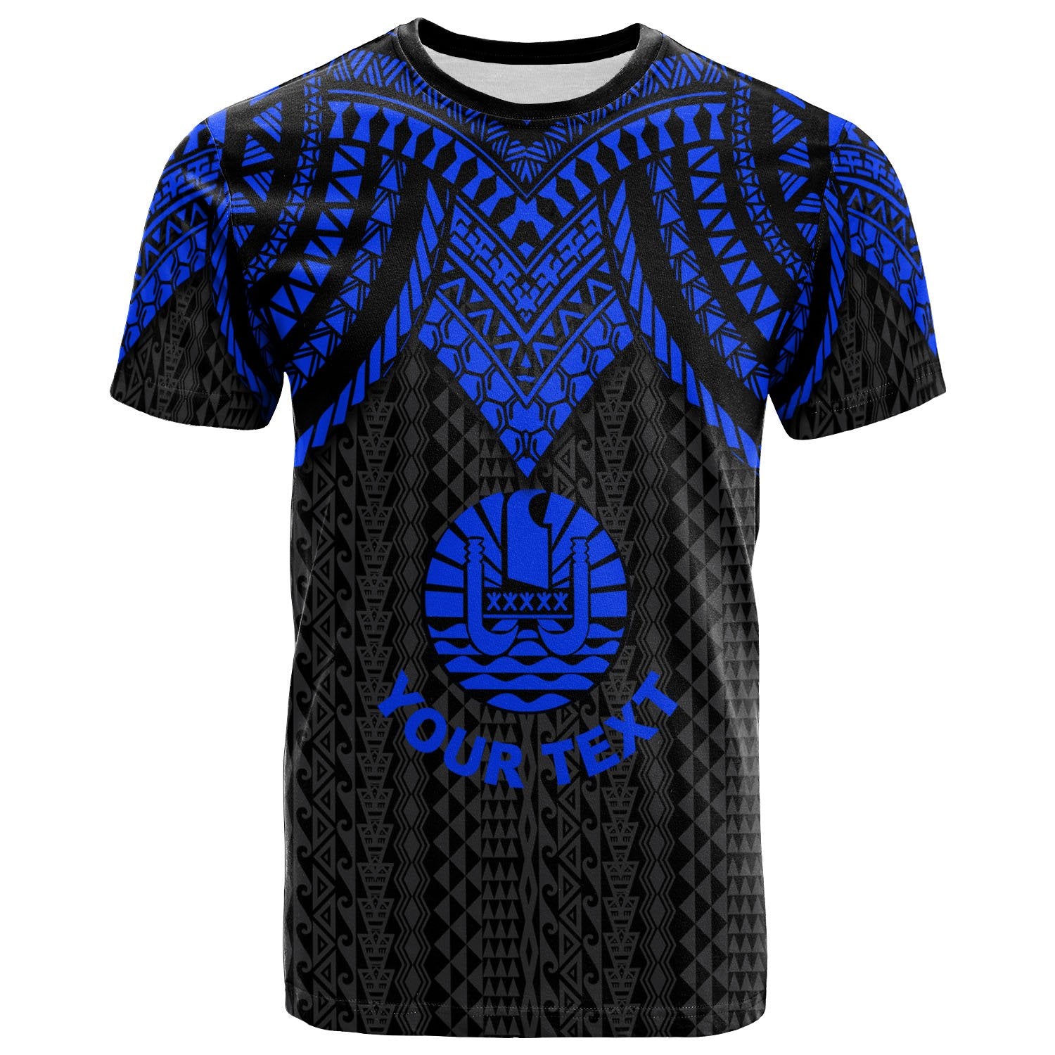 Tahiti Custom T Shirt Polynesian Armor Style Blue Unisex Blue - Polynesian Pride