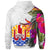 Tahiti Hoodie Hibiscus Polynesian White Pattern - Polynesian Pride