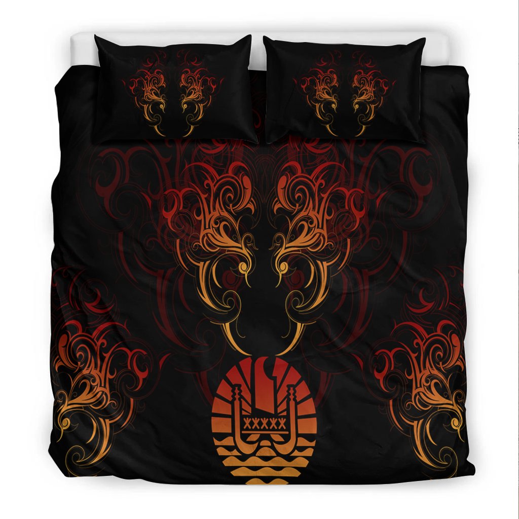 Tahiti Bedding Set - Coat Of Arms With Tribal Pattern - Polynesian Pride