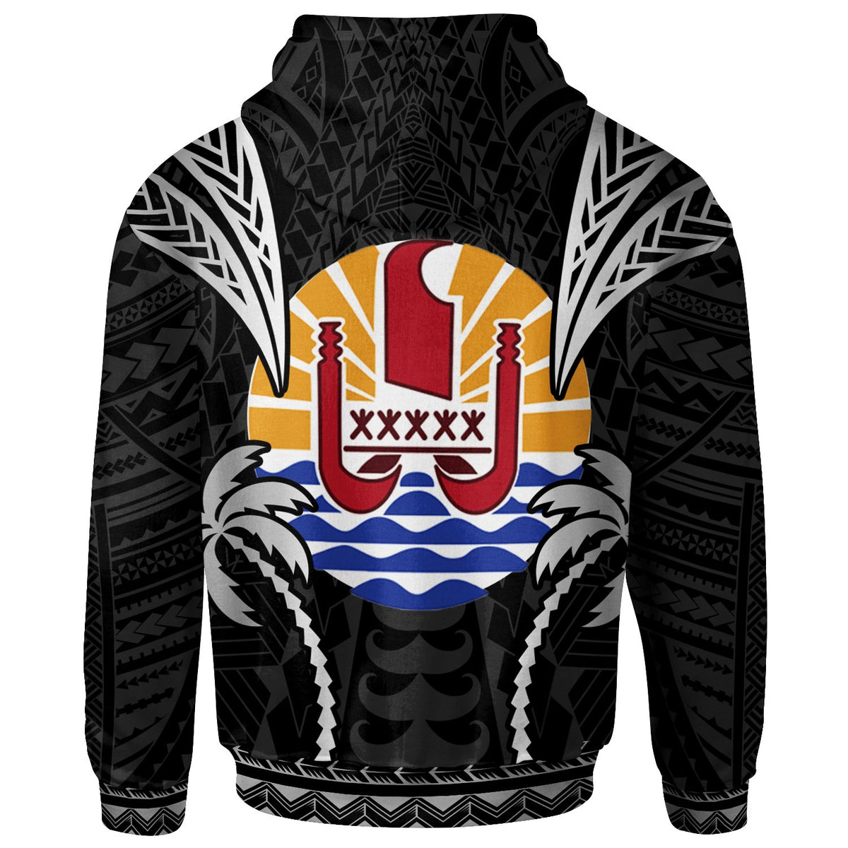 Tahiti Zip up Hoodie Blood Runs Through My Veins Style Black - Polynesian Pride