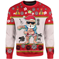 Tahiti Custom Personalised Christmas Sweater - Santa Claus Polynesian Tattoo Unisex Red - Polynesian Pride
