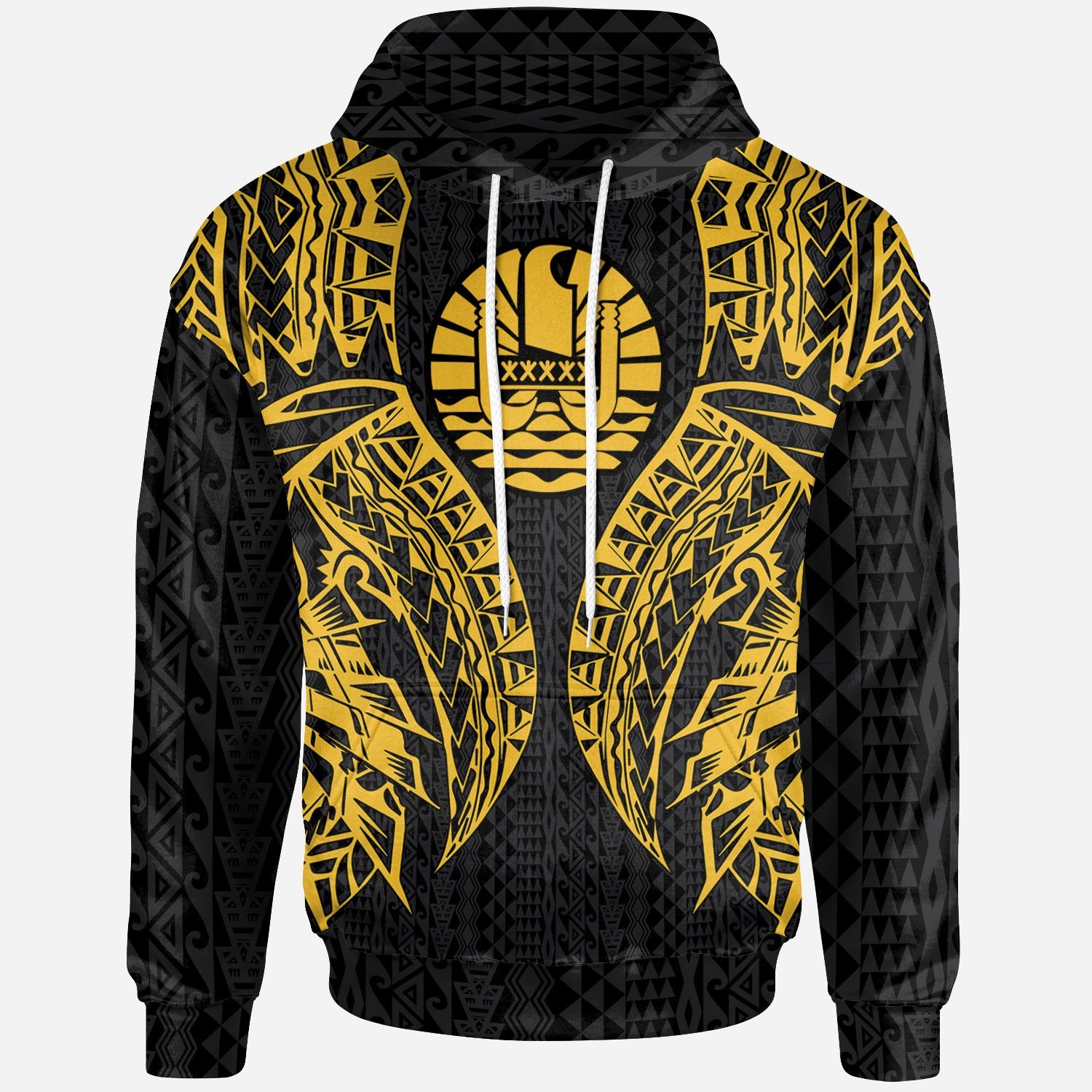 Tahiti Hoodie Polynesian Lion Head Gold Style Unisex Gold - Polynesian Pride