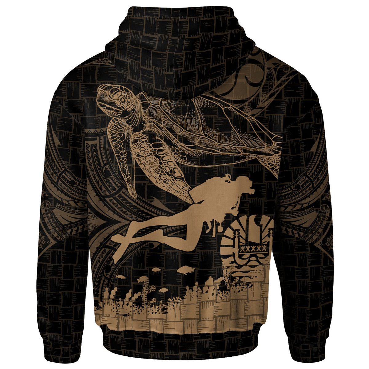 Tahiti Custom Personalized Hoodie Scuba Diving With Turtle - Polynesian Pride