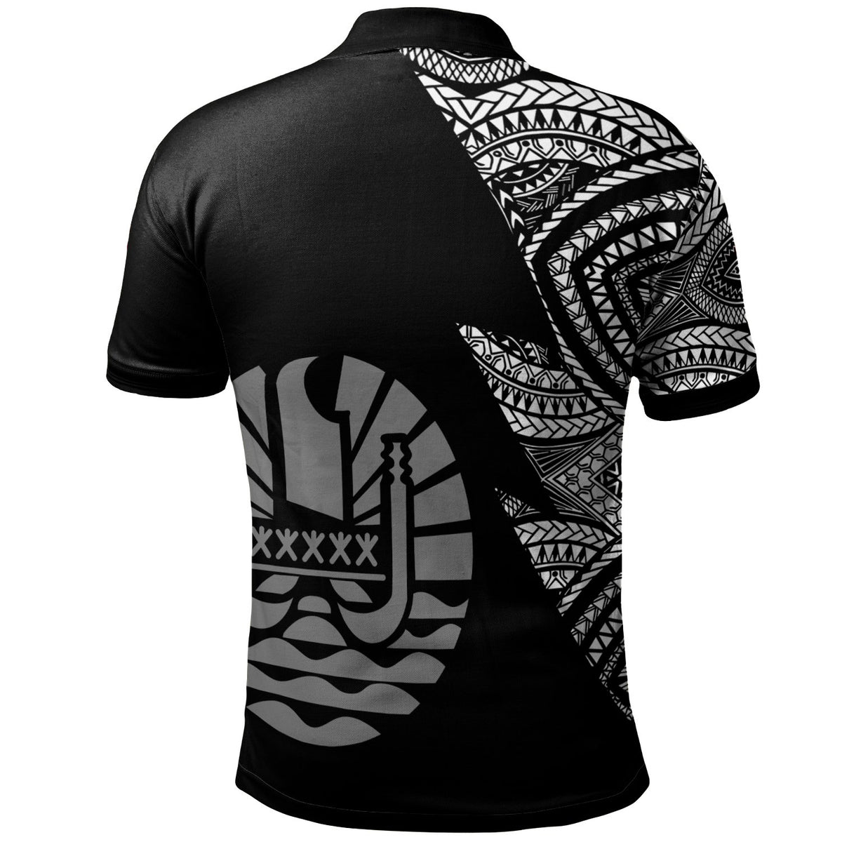 Tahiti Custom Polo Shirt Flash Style White - Polynesian Pride
