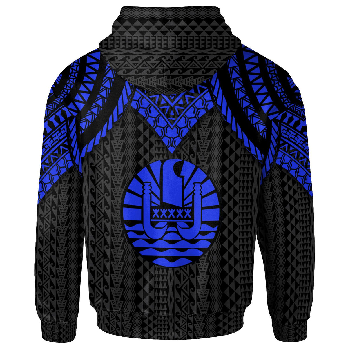 Tahiti Custom Hoodie Polynesian Armor Style Blue - Polynesian Pride
