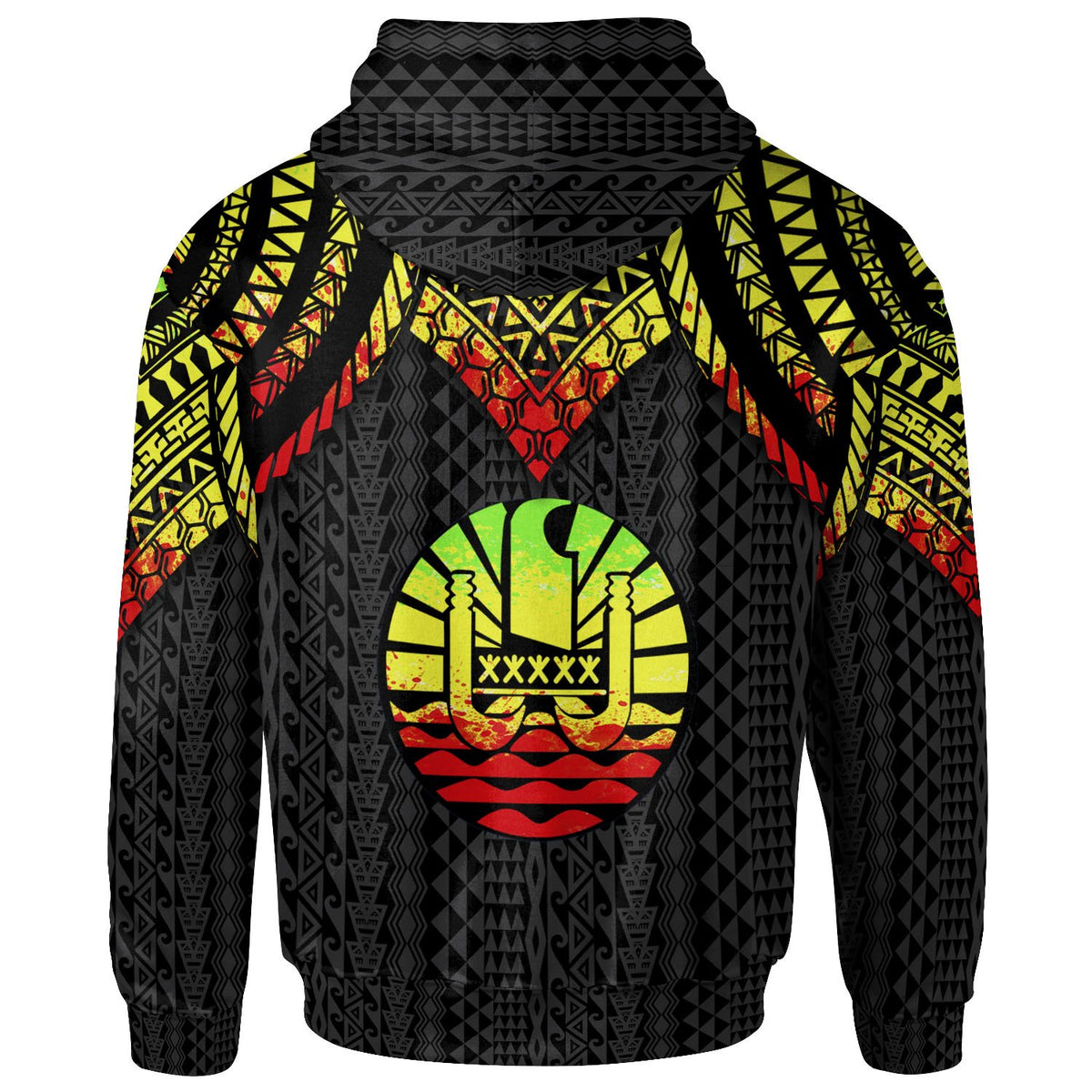 Tahiti Zip up Hoodie Polynesian Armor Style Reaagge - Polynesian Pride