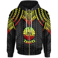 Tahiti Zip up Hoodie Polynesian Armor Style Reaagge Unisex Reagge - Polynesian Pride