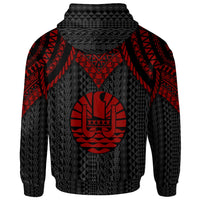 Tahiti Zip up Hoodie Polynesian Armor Style Red - Polynesian Pride