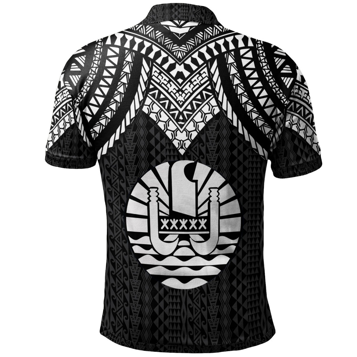Tahiti Polo Shirt Polynesian Armor Style Black - Polynesian Pride