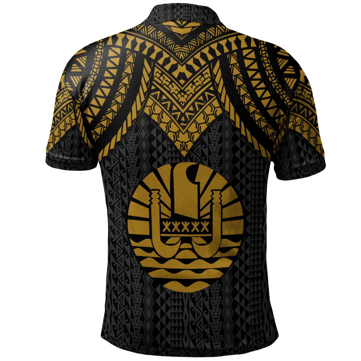 Tahiti Polo Shirt Polynesian Armor Style Gold - Polynesian Pride