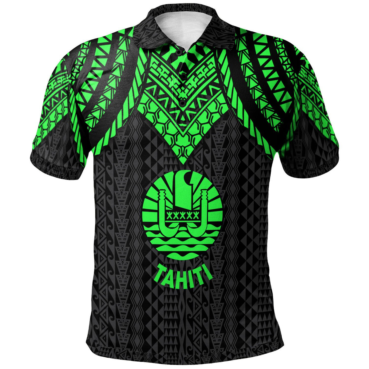 Tahiti Polo Shirt Polynesian Armor Style Green Unisex Green - Polynesian Pride