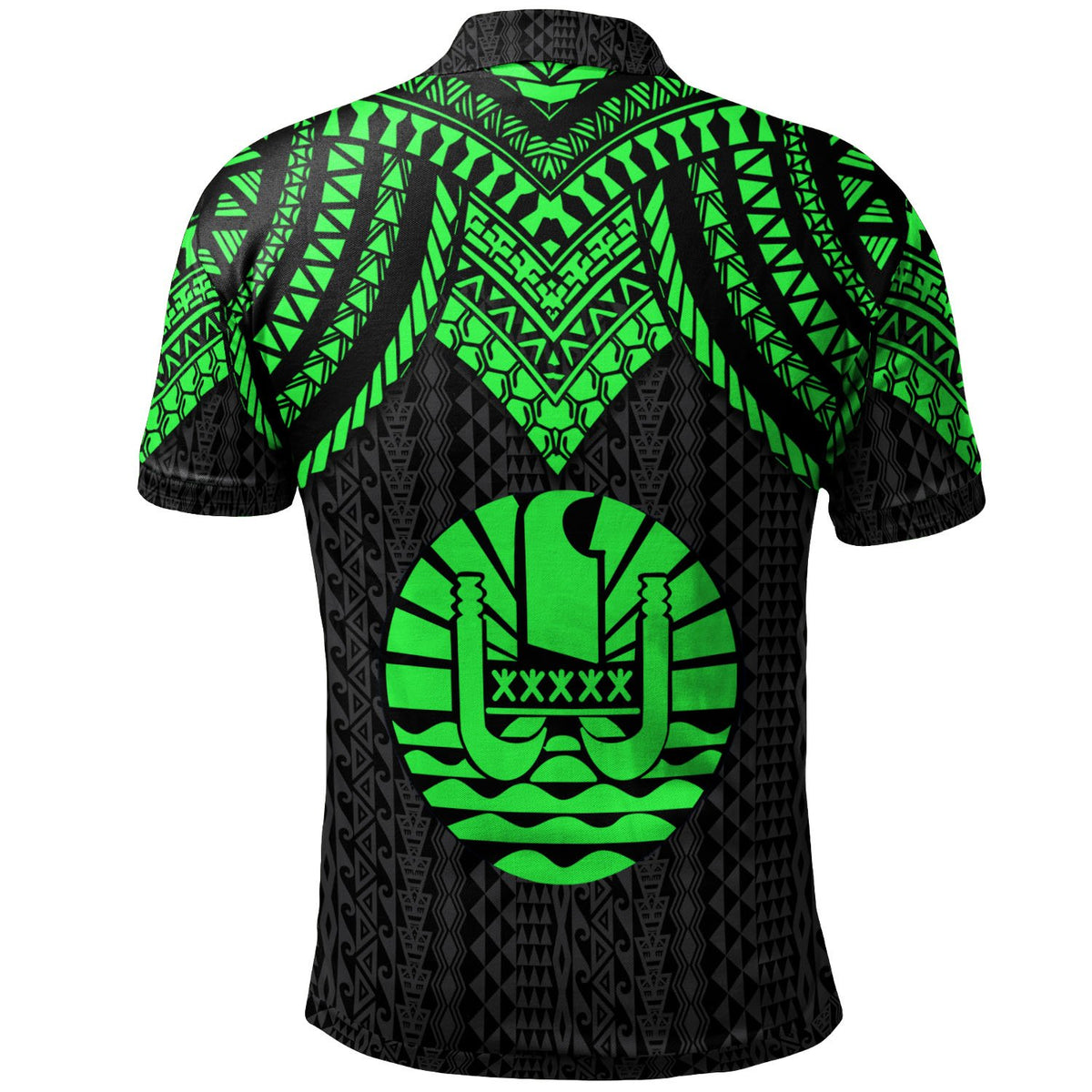 Tahiti Custom Polo Shirt Polynesian Armor Style Green - Polynesian Pride