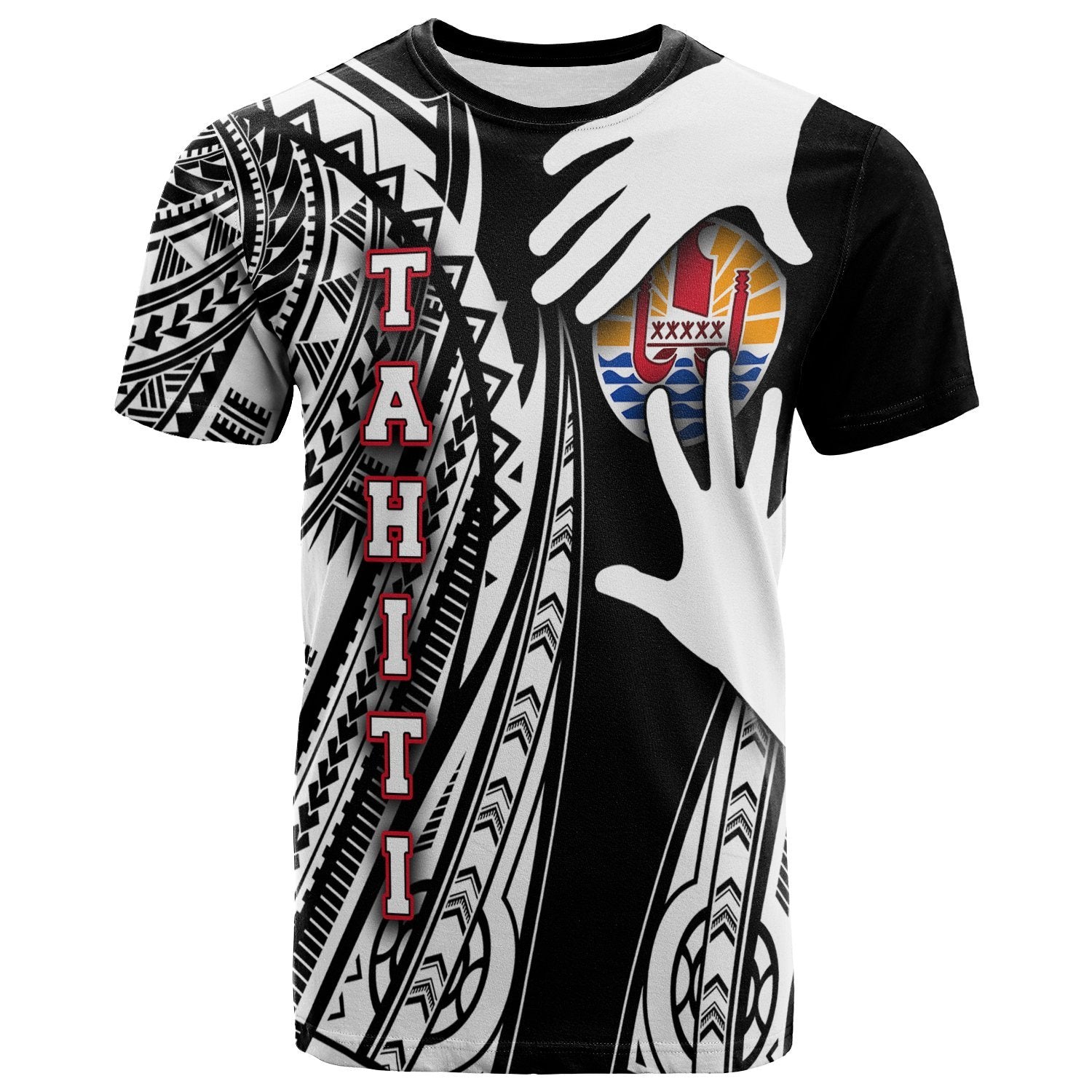 Tahiti T Shirt Touch My Heart Unisex Black - Polynesian Pride