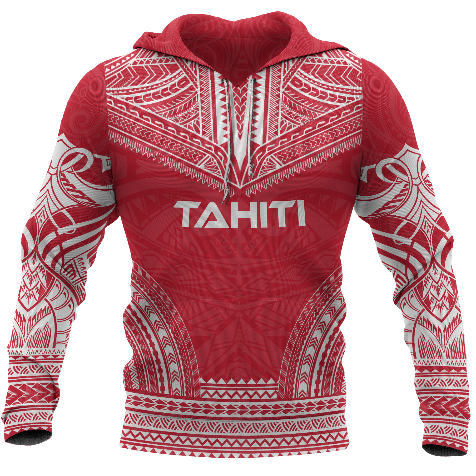 Tahiti Polynesian Chief Hoodie Unisex Red - Polynesian Pride