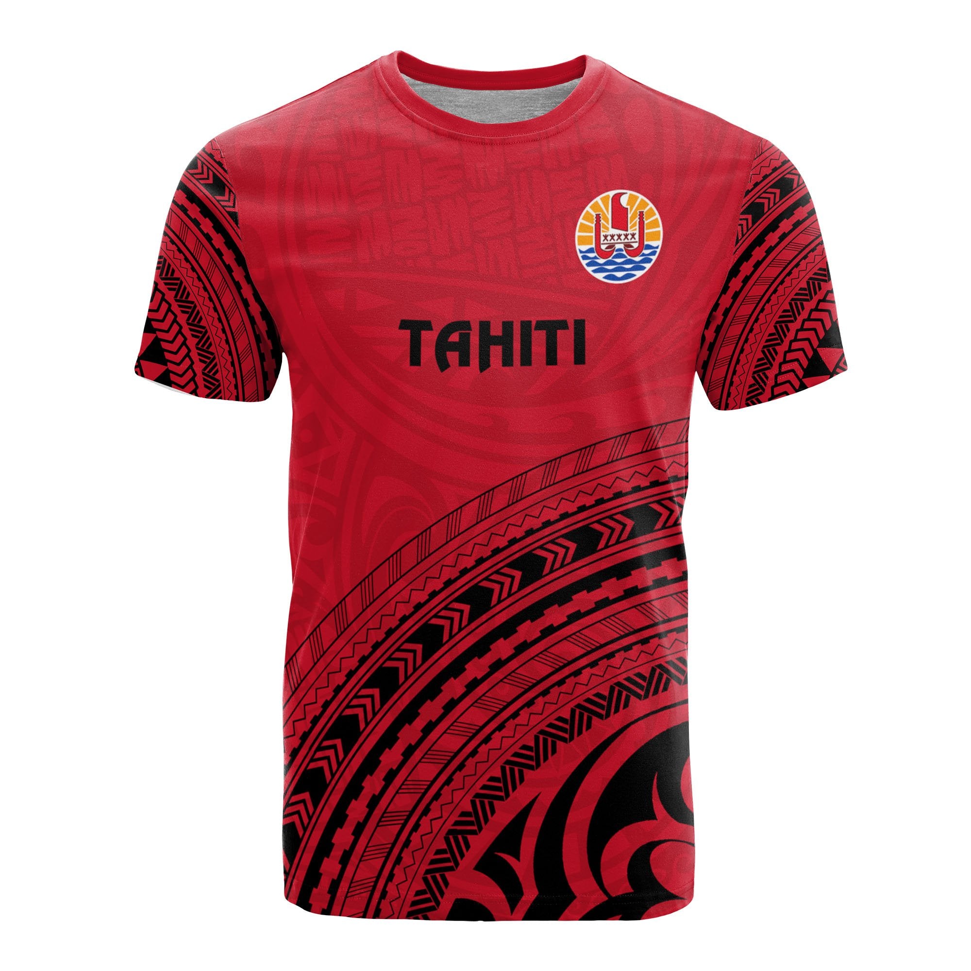 Tahiti All Over T Shirt Tahiti Flag Polynesian Tribal Red Version Unisex Red - Polynesian Pride