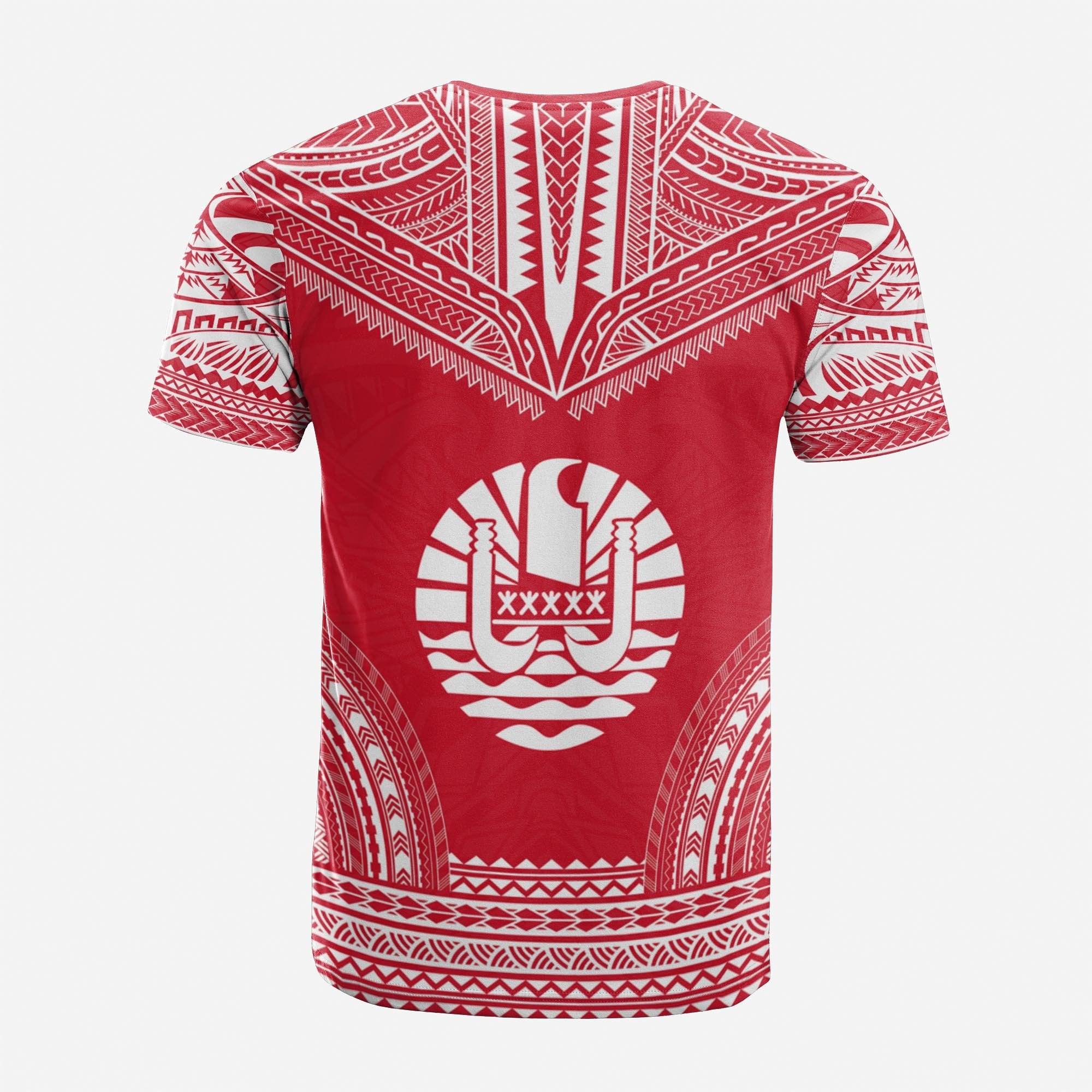 Tahiti Custom T Shirt Tahiti Flag Polynesian Chief Tattoo Red Version Unisex Red - Polynesian Pride